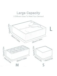6 PIEZAS Caja de almacenamiento de maquillaje de tela Organizador de cajones Organizador de joyas de varios compartimentos Organizador de cosméticos portátil Con asa Decoración del hogar Decoración de la habitación Decoración del dormitorio Almacenamiento de viaje Organizador de tocador Solución de almacenamiento textil resistente al polvo - Gris - Ver 7