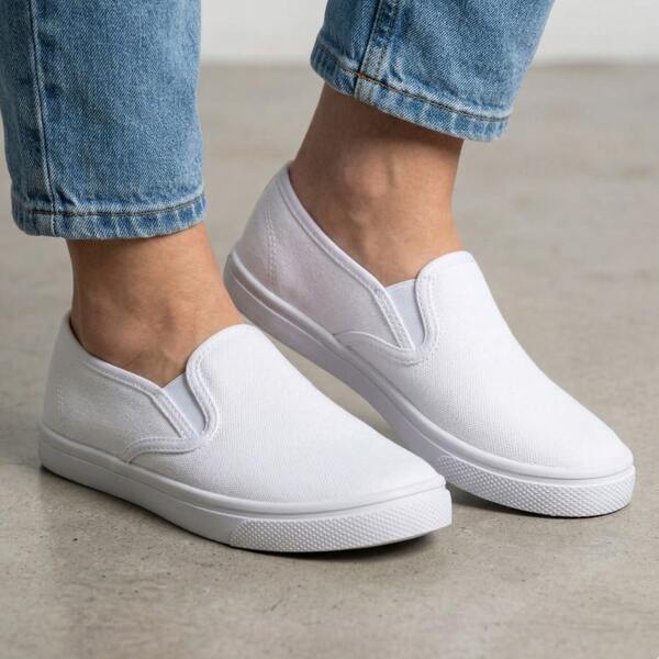 Zapatos casuales unisex de color sólido, de corte bajo, ligeros, sin cordones, puntera lisa, suela de goma, parte superior de tela, plantilla de tela, para hombres, mujeres, actividades al aire libre, deportes, trabajo Liso Elegante Tela