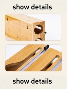 1 Bamboo-Based Food Storage Bag Dispenser, Aluminum Foil Dispenser, Food Storage Rack, Suitable For Kitchen - Back-To-School Season. - Multicolor - View 6