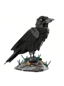 350+ Peças Conjunto de Blocos de Construção de Corvo | Blocos de Construção de Modelos de Animais e Pássaros, Modelos Colecionáveis Exquisitos em 3D, Adequado para Decoração Doméstica, Ornamentos de Mesa de Escritório, Presentes de Aniversário/Natal/Halloween/Férias - Multicolorido - Visão 3