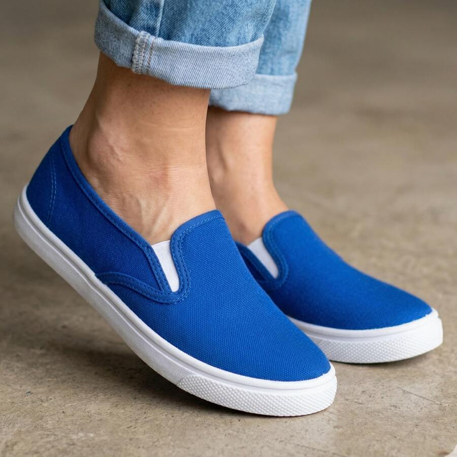 Women Wide Fit Sneakers - Royal Blue - View 1