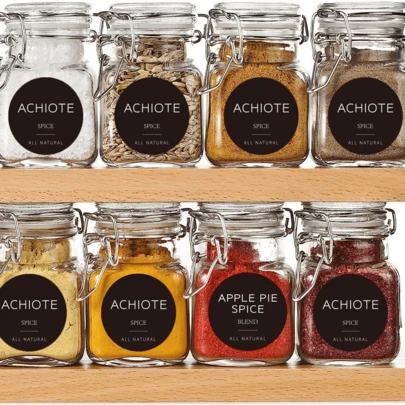 35mm/180 buc etichete rotunde din PVC pentru condimente, autocolante impermeabile cu cuvinte în engleză pentru organizator de sticle de bucătărie, etichete de depozitare pentru dulap de cămară pentru decorul casei, bucătăriei și sufrageriei