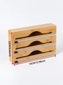 1 Bamboo-Based Food Storage Bag Dispenser, Aluminum Foil Dispenser, Food Storage Rack, Suitable For Kitchen - Back-To-School Season. - Multicolor - View 8