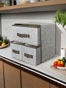 1 Hộp đựng đồ bằng vải hai lớp, hai ngăn kéo, hộp đựng áo ngực và đồ lót kiểu ngăn kéo có thể giặt được, hộp sắp xếp đồ đạc. - Màu xám đen - Xem 3