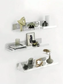 1PC Of Acrylic Storage Shelf, Transparent Storage Shelf, Floating Wall-Mounted Shelf, Display Cabinet, Book Storage Shelf, Multi-Purpose Storage And Display Shelf For Bedroom, Bathroom, And Living Room - Clear - View 3