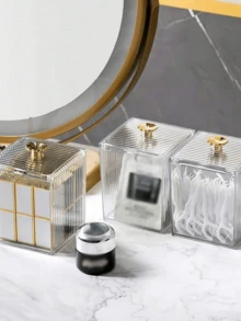 3pcs Plastic Cosmetic Storage Box, Clear Dust-Proof Storage Box With Lid For Storing Q-Tip, Cosmetic Pads, Lipsticks, Hair Ties, Makeup Sponge And Other Beauty Tools,Minimalist Clear Makeup Storage Box For Home - Clear - View 3