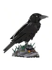 350+ Peças Conjunto de Blocos de Construção de Corvo | Blocos de Construção de Modelos de Animais e Pássaros, Modelos Colecionáveis Exquisitos em 3D, Adequado para Decoração Doméstica, Ornamentos de Mesa de Escritório, Presentes de Aniversário/Natal/Halloween/Férias - Multicolorido - Visão 1