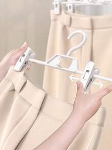1PC 5PCS 10PCS Telescopic Pants Hangers Non Slip Adjustable Clothes Hangers With Clips For Trousers Jeans Skirts Pants Closet Organizer Space Saving Heavy Duty Stainless Steel Hooks For Home Bedroom Wardrobe Storage - White - View 4