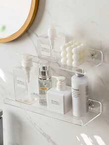 1PC Of Acrylic Storage Shelf, Transparent Storage Shelf, Floating Wall-Mounted Shelf, Display Cabinet, Book Storage Shelf, Multi-Purpose Storage And Display Shelf For Bedroom, Bathroom, And Living Room - Clear - View 4