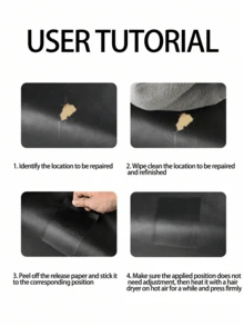 1片装人造革修补片 - 自粘人造革布料修补片，适用于沙发和椅子，快速修补孔洞和撕裂处，易于粘贴，可用于汽车座椅修补、家具修补、时尚设计，易贴胶带 - 黑色 - 查看 4