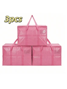 SHEIN 1pc/3pcs Waterproof Clothing And Quilt Organizer Bag Moving Bag Large Capacity Zipper Bag Coated Woven Storage - Multicolor - View 4