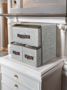 1 Hộp đựng đồ bằng vải hai lớp, hai ngăn kéo, hộp đựng áo ngực và đồ lót kiểu ngăn kéo có thể giặt được, hộp sắp xếp đồ đạc. - Màu xám đen - Xem 5