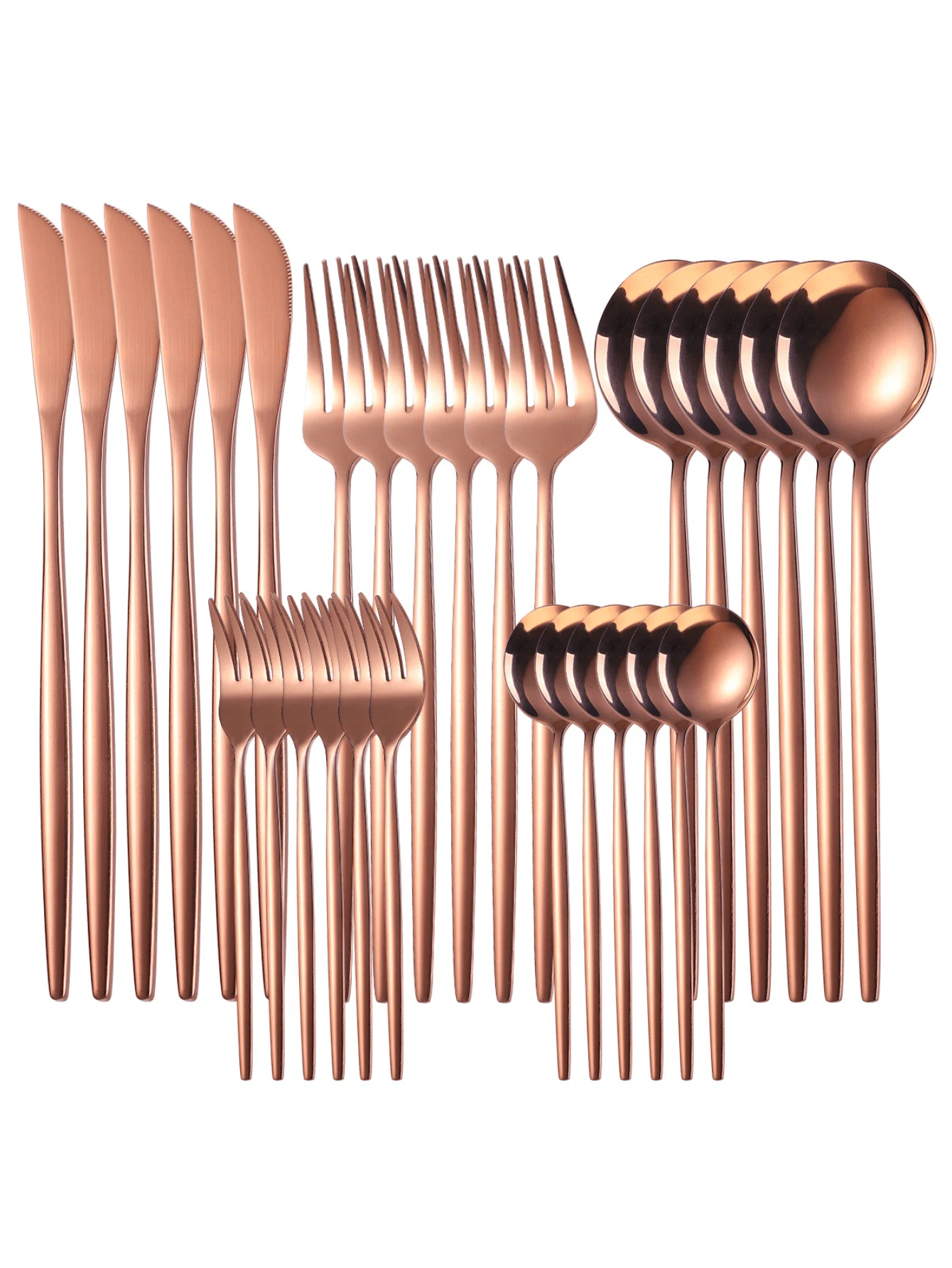 30pcs Rose Gold Stainless Steel Portuguese Style Cutlery Set - Rose Gold - View 1