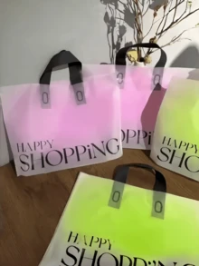 50 Stück Plastik Handtaschen Set, wasserdicht, verstärkt, tragbar, großer Kapazität, Geschenktüten für Geburtstag, Hochzeit, Party, Frauen Kleidung Verpackung, Feiertags Einkaufs Zubehör, Viral - Mehrfarbig - Übersicht 2