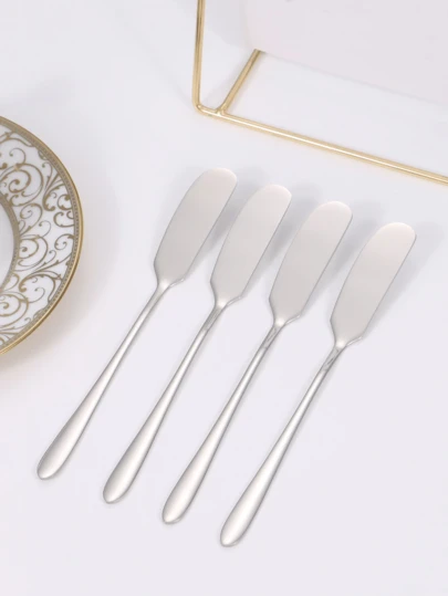 1/2/4/6pcs Stainless Steel Butter Knife Set, Jam Spreader, Butter Curler, Cake Decorating Tools, Melted Butter Brush, Cheese Slicer, Cream Dessert Knife, Salad Sauce Spreader