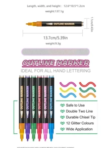 Pulpen Genggam Berwarna Dua Garis, Pulpen Logam, Pulpen Garis Luar, Pulpen Stabilo 12, 24, 36, 48 Warna, Cocok untuk Natal, Thanksgiving, Paskah dan Hari Libur Lainnya, di Rumah dan di Luar Ruangan. - Set - View 3