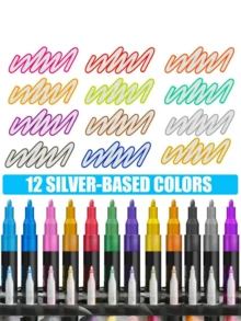 Pulpen Genggam Berwarna Dua Garis, Pulpen Logam, Pulpen Garis Luar, Pulpen Stabilo 12, 24, 36, 48 Warna, Cocok untuk Natal, Thanksgiving, Paskah dan Hari Libur Lainnya, di Rumah dan di Luar Ruangan. - Set - View 2