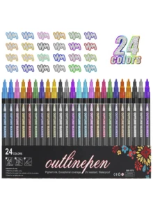 Pulpen Genggam Berwarna Dua Garis, Pulpen Logam, Pulpen Garis Luar, Pulpen Stabilo 12, 24, 36, 48 Warna, Cocok untuk Natal, Thanksgiving, Paskah dan Hari Libur Lainnya, di Rumah dan di Luar Ruangan. - Set - View 5