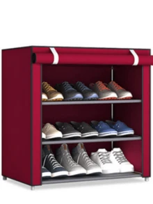 1 Gray Or Burgundy Dustproof Shoe Cabinet, Multi-Layer Simple Shoe Rack In School Dormitory, Easy-To-Assemble, Space-Saving Household Storage Rack, Stable Shoe Storage Rack, Suitable For Bedroom Home Storage, Multi-Functional Simple Shoelace Dust Cover Rack, Indoor Shoe Rack Cabinet - Multicolor - View 8