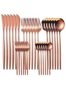 30pcs Rose Gold Stainless Steel Portuguese Style Cutlery Set - Rose Gold - View 5