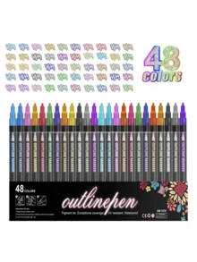 Pulpen Genggam Berwarna Dua Garis, Pulpen Logam, Pulpen Garis Luar, Pulpen Stabilo 12, 24, 36, 48 Warna, Cocok untuk Natal, Thanksgiving, Paskah dan Hari Libur Lainnya, di Rumah dan di Luar Ruangan. - Set - View 7