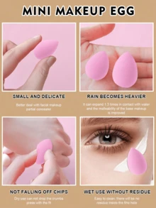40/60/80/100-Piece Makeup Tool Sets, Including: Liquid Makeup Sponge + Mini Liquid Makeup Sponge + Triangular Powder Puff (For Setting Powder And Makeup) + Cushion Puff (For Face Makeup) + Mini Cushion Puff (For Face Concealer). - Pink - View 7