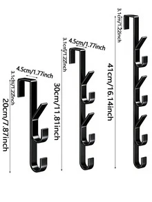 Carbon Steel Door Rear Hook - Multi Functional Heavy Duty Metal Door Rear Towel Rack | Space Saving Vertical Design Storage Hook Hanger | Bathroom Door Rear Towel Rack, Titanium, Door Rear Hook Hanger, No Drilling Required, Door Rear Hook Rack, Suitable For Bedroom - Multicolor - View 13