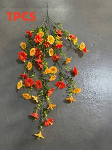 1/50 比例人造蓝花楹藤蔓花环，逼真悬挂装饰，适用于家居花园婚礼装饰、春季装饰、情人节装饰、婚礼拱门、墙壁、花园、绿植、卧室、户外办公室、派对装饰。 - 橘黃色 - 查看 10