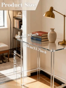 Meja Konsol Akrilik Transparan 2 Tingkat, Meja Samping Sempit Modern, Desain Minimalis Unik, Cocok Untuk Ruang Tamu, Lorong, dan Pintu Masuk - MultiWarna - View 3