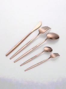 30pcs Rose Gold Stainless Steel Portuguese Style Cutlery Set - Rose Gold - View 4