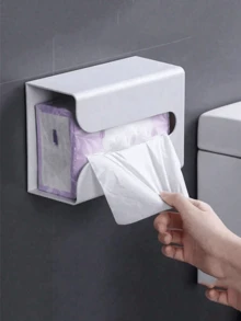 1pc Wallmount Tissue Box, Creativity Damage Free Paper Towel Holder For Living Room, Bathroom, Kitchen, Suitable For Various Small & Medium Sized Paper Towels - Multicolor - View 1