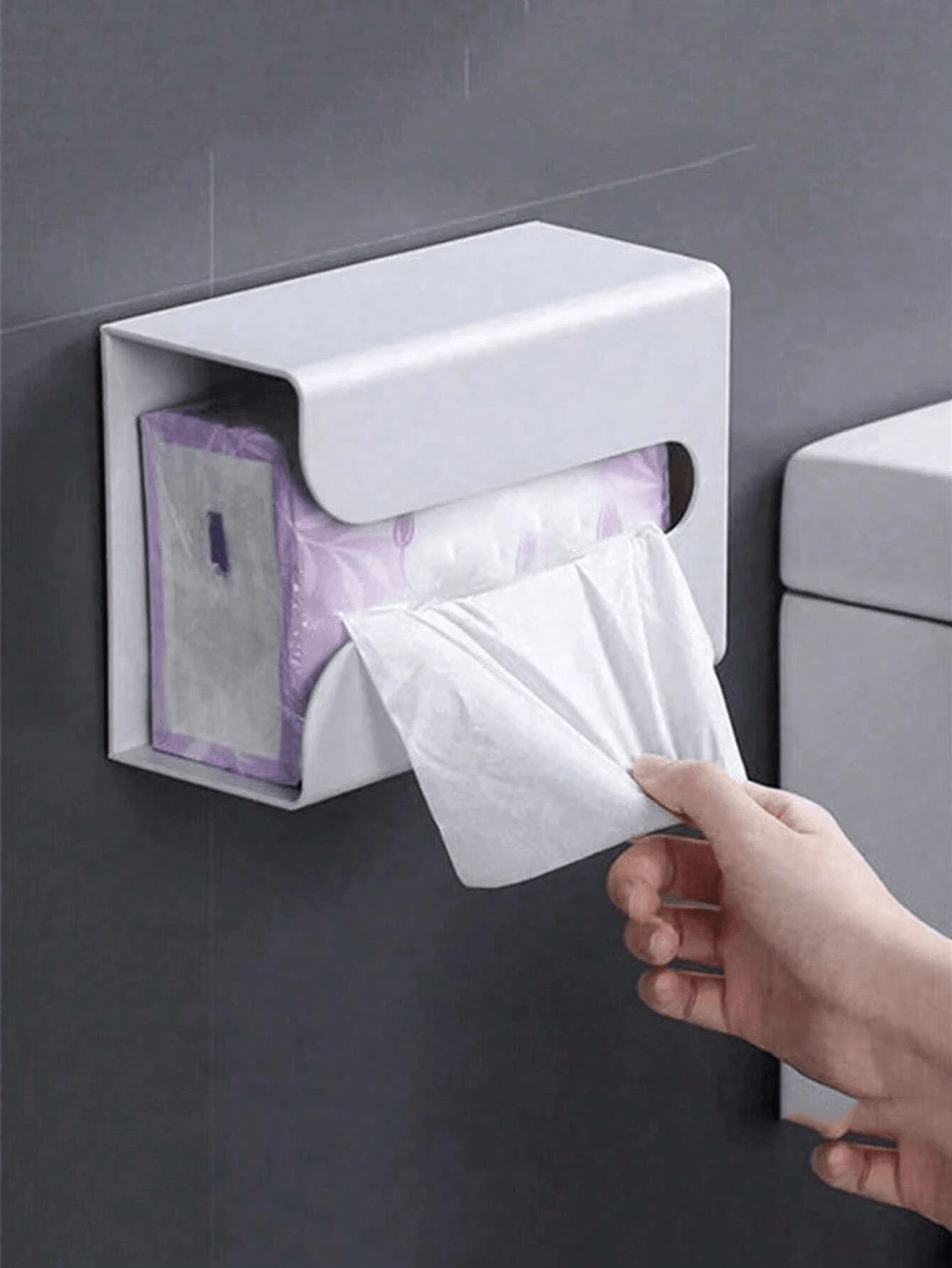 1pc Wallmount Tissue Box, Creativity Damage Free Paper Towel Holder For Living Room, Bathroom, Kitchen, Suitable For Various Small & Medium Sized Paper Towels - Multicolor - View 1