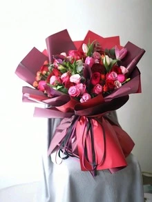 1包20张纯色防水花束包装纸，哑光表面，Oya Paper品牌，花艺用品，适用于婚礼、生日、礼品包装 - 多色 - 查看 6
