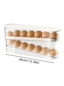 Automatic Double-Layer Egg Rack, Keeping Eggs Fresh, Sliding Container Can Hold 12-14 Eggs - Hinge Design, Plastic Material, No Food Contact - Refrigerator Organizer, Kitchen Egg Plate, Holiday Supplies - Multicolor - View 4