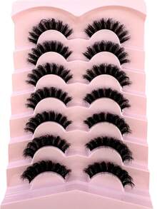 7 Cặp mi giả DD Curl Russian Volume mềm mại, 3D, hiệu ứng mắt mèo, dài và dày 8D cho trang điểm mắt ấn tượng. - màu đen - Xem 3