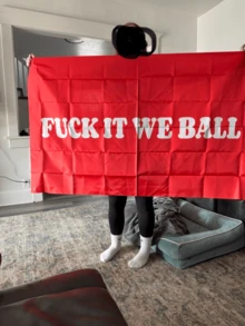 1 件粉色 F-Uck It We Ball 旗帜 3x5 英尺趣味男人洞穴墙适用于青少年女孩室内室外卧室和大学宿舍墙壁装饰挂毯礼物 - 彩色 - 查看 9