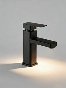 1 件式黑色不锈钢方形面盆龙头，冷热水龙头，高矮现代混合龙头，面盆龙头 - 黑色 - 查看 5