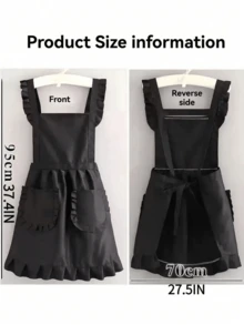 Women's Princess Apron – Ruffled Hem Adjustable Waist, Breathable H-Line Silhouette, Machine Washable For Kitchen Salon - Multicolor - View 3