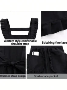 Women's Princess Apron – Ruffled Hem Adjustable Waist, Breathable H-Line Silhouette, Machine Washable For Kitchen Salon - Multicolor - View 4