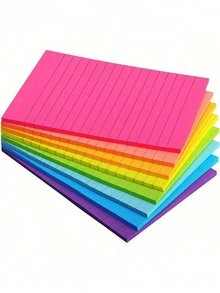 1/8PCS Random Color Lined Sticky Notes Bright Pastel Large Size Notepad Bulk Loose Leaf Paper Back To School Office Stationery Supplies - one-size - View 5