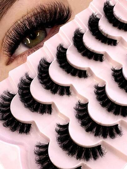 7 Cặp mi giả DD Curl Russian Volume mềm mại, 3D, hiệu ứng mắt mèo, dài và dày 8D cho trang điểm mắt ấn tượng.