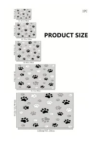 1 Piece Pet Paw Print Absorbent Feeding Mat, Highly Absorbent And Quick-Drying Cat And Dog Food Bowl Mat, Easy-To-Clean Pet Blanket/Cage Mat, Suitable For All Seasons. - Multicolor - View 3