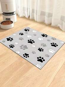 1 Piece Pet Paw Print Absorbent Feeding Mat, Highly Absorbent And Quick-Drying Cat And Dog Food Bowl Mat, Easy-To-Clean Pet Blanket/Cage Mat, Suitable For All Seasons. - Multicolor - View 8
