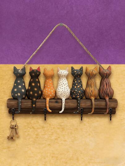 Joivida 1 قطعة خطاف قطة كرتونية جديدة وجميلة، مثالية للديكور الإبداعي في غرف النوم وغرف المعيشة. هدايا مثالية لهذه الخطافات اللاصقة على شكل قطط مناسبة للمعاطف والمناشف والأوشحة والبرابيس والحقائب والمفاتيح