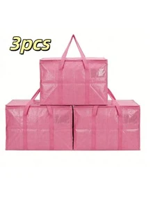 SHEIN 1pc/3pcs Waterproof Clothing And Quilt Organizer Bag Moving Bag Large Capacity Zipper Bag Coated Woven Storage - Multicolor - View 9