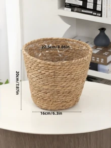 1 PC Handwoven Natural Rattan Seagrass Breathable Rustproof Woven Plant Basket Flower Pot Holder For Indoor Outdoor Garden Patio Home Decor Planter Baskets Decorative Boho Rustic - Pumpgrass model - View 12