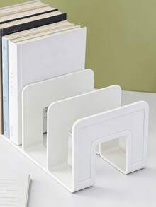 1/2/4pcs Book Shelf, Book Stand, Desk Storage Rack, 4-Grid Storage Box, Bookshelf With Thick Partition, Stationery Organizer, Kitchen Rack, Label Stickers, Suitable For Student, Office, Desk, Kitchen, Bathroom, Cosmetics - Multicolor - View 6