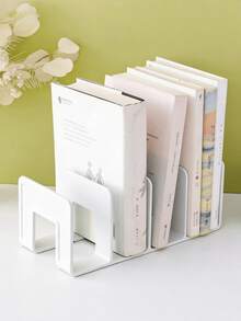 1/2/4pcs Book Shelf, Book Stand, Desk Storage Rack, 4-Grid Storage Box, Bookshelf With Thick Partition, Stationery Organizer, Kitchen Rack, Label Stickers, Suitable For Student, Office, Desk, Kitchen, Bathroom, Cosmetics - Multicolor - View 3