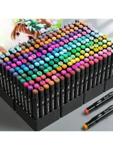 Bộ bút vẽ nghệ thuật 24/48/60/80/120/168 chiếc – Bút vẽ màu nước cho học sinh, bút dạ hai đầu gốc dầu cho học sinh mỹ thuật, cọ vẽ cho học sinh tiểu học, món quà Giáng sinh và năm mới hoàn hảo. - Nhiều màu - Xem 5