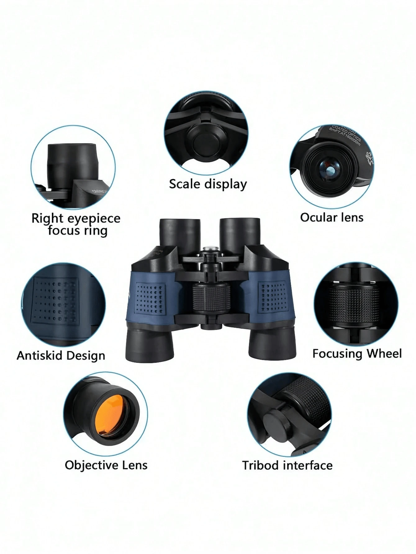 1Pc Model 60X60 Binoculars, Anti-Fog For Daily Life, For Sightseeing, Watching Games, Concerts And Hunting. High-Power High-Definition Low-Light Night Vision Eye Protection - Black - View 1